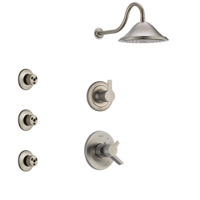 Delta Compel Stainless Steel Finish Shower System with Dual Control Handle, 3-Setting Diverter, Showerhead, and 3 Body Sprays SS1761SS4