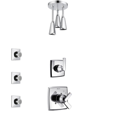 Delta Ashlyn Chrome Finish Shower System with Dual Control Handle, 3-Setting Diverter, Ceiling Mount Showerhead, and 3 Body Sprays SS17644