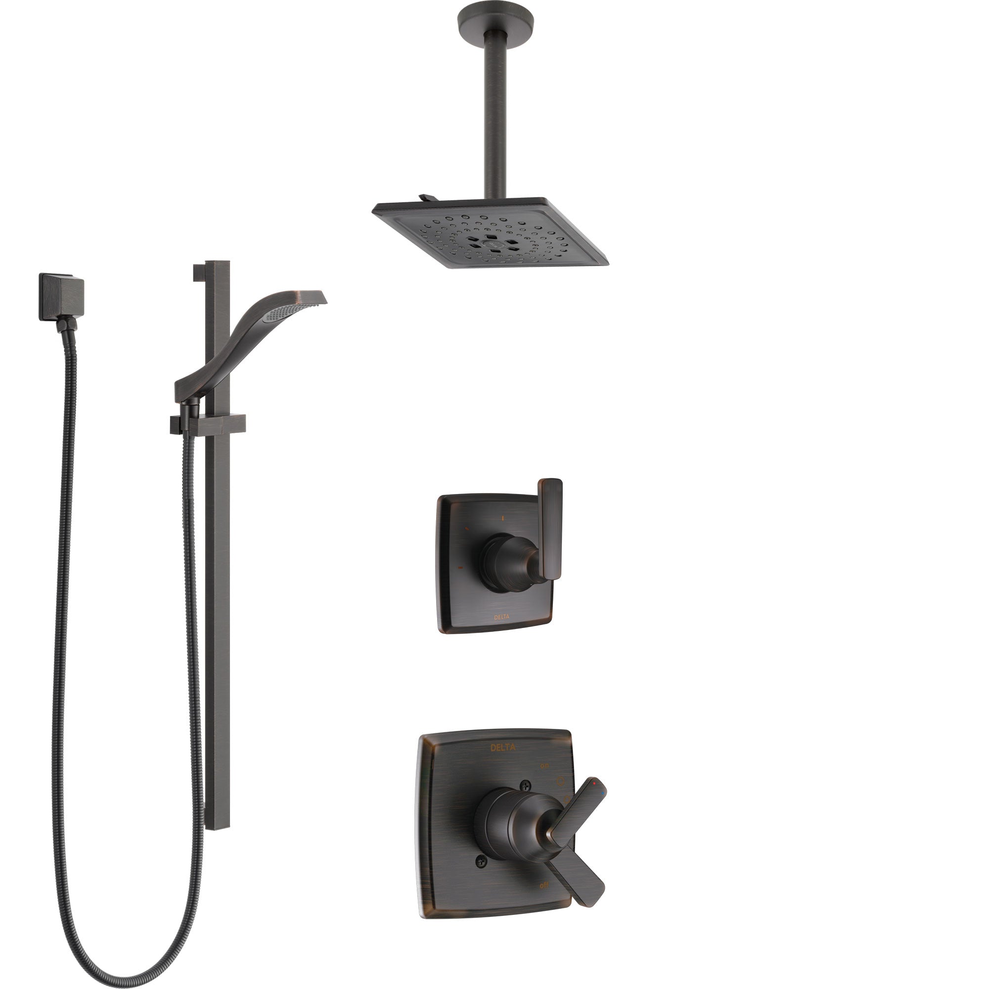 Delta Ashlyn Venetian Bronze Shower System with Dual Control Handle, Diverter, Ceiling Mount Showerhead, and Hand Shower with Slidebar SS1764RB6