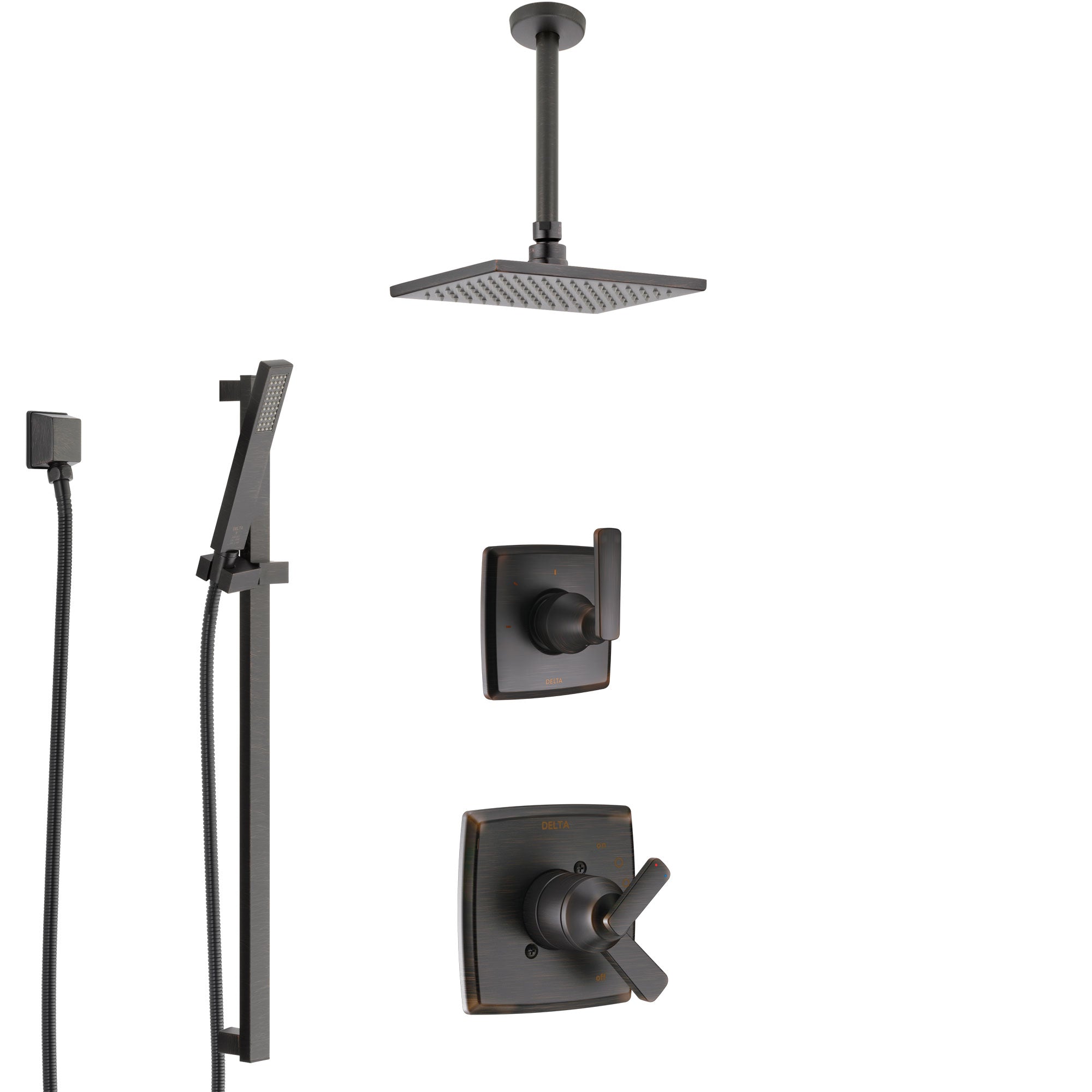 Delta Ashlyn Venetian Bronze Shower System with Dual Control Handle, Diverter, Ceiling Mount Showerhead, and Hand Shower with Slidebar SS1764RB7