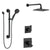 Delta Ara Matte Black Finish Wall Mounted Rain Showerhead and Grab Bar Hand Shower Sprayer Modern Shower System with Diverter SS17673BL3