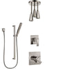 Delta Ara Stainless Steel Finish Shower System with Dual Control Handle, Diverter, Ceiling Mount Showerhead, and Hand Shower with Slidebar SS1767SS6