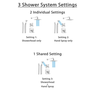 Delta Arzo Chrome Shower System with Dual Control Shower Handle, 3-setting Diverter, Large Square Rain Showerhead, and Handheld Shower SS178682