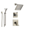 Delta Arzo Stainless Steel Shower System with Dual Control Shower Handle, 3-setting Diverter, Square Showerhead, and Modern Handheld Shower SS178683SS