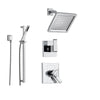 Delta Arzo Chrome Shower System with Dual Control Shower Handle, 3-setting Diverter, Modern Square Showerhead, and Handheld Shower SS178683