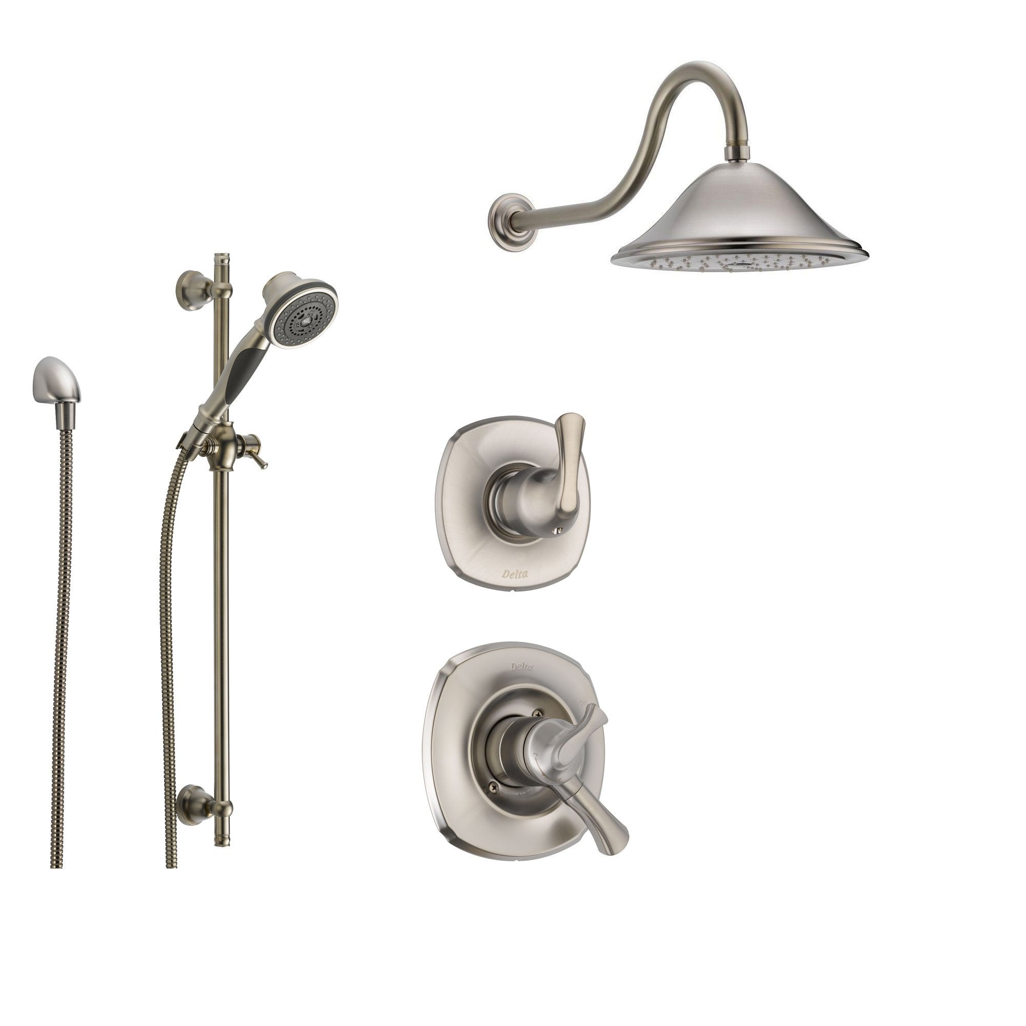 Delta Addison Stainless Steel Shower System with Dual Control Shower Handle, 3-setting Diverter, Large Rain Showerhead, and Handheld Shower SS179281SS