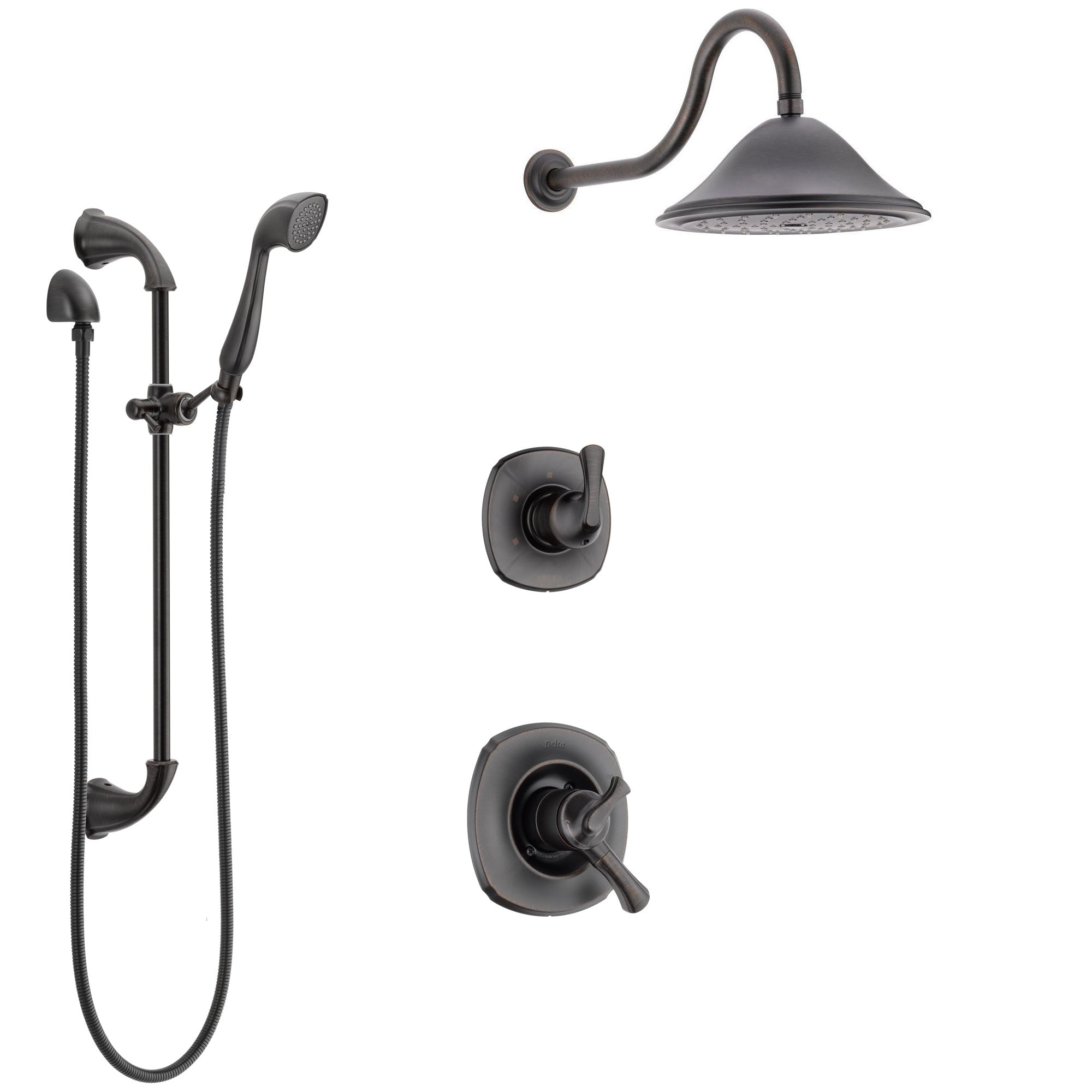 Delta Addison Venetian Bronze Finish Shower System with Dual Control Handle, 3-Setting Diverter, Showerhead, and Hand Shower with Slidebar SS1792RB1