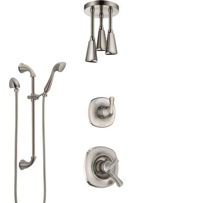 Delta Addison Dual Control Handle Stainless Steel Finish Shower System, Diverter, Ceiling Mount Showerhead, and Hand Shower with Slidebar SS1792SS6