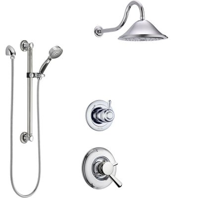 Delta Linden Chrome Finish Shower System with Dual Control Handle, 3-Setting Diverter, Showerhead, and Hand Shower with Grab Bar SS17933