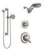 Delta Linden Stainless Steel Finish Shower System with Dual Control Handle, Diverter, Dual Showerhead, and Hand Shower with Grab Bar SS1793SS5