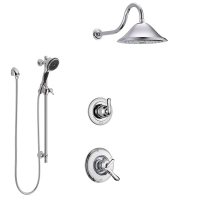 Delta Linden Chrome Finish Shower System with Dual Control Handle, 3-Setting Diverter, Showerhead, and Hand Shower with Slidebar SS17943