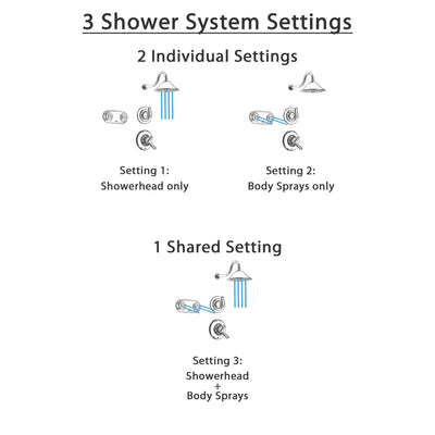 Delta Linden Chrome Shower System with Dual Control Shower Handle, 3-setting Diverter, Large Rain Showerhead, and Dual Body Spray Shower Plate SS179484