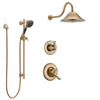 Delta Linden Champagne Bronze Finish Shower System with Dual Control Handle, 3-Setting Diverter, Showerhead, and Hand Shower with Slidebar SS1794CZ1