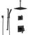 Delta Pivotal Matte Black Finish Square Dual Control Shower System with Large Ceiling Mount Rain Showerhead and Slidebar Mount Hand Sprayer SS17993BL2