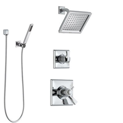 Delta Dryden Chrome Finish Shower System with Dual Thermostatic Control Handle, Diverter, Showerhead, and Hand Shower with Wall Bracket SS17T25115