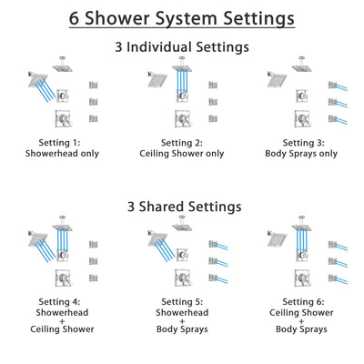 Delta Dryden Polished Nickel Shower System with Dual Thermostatic Control, Diverter, Showerhead, Ceiling Showerhead, and 3 Body Sprays SS17T2512PN4