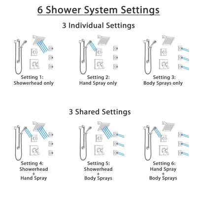 Delta Dryden Dual Thermostatic Control Stainless Steel Finish Shower System, Diverter, Showerhead, 3 Body Sprays, and Grab Bar Hand Spray SS17T2512SS2