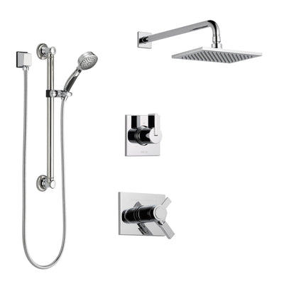 Delta Vero Chrome Finish Shower System with Dual Thermostatic Control Handle, 3-Setting Diverter, Showerhead, and Hand Shower with Grab Bar SS17T25313