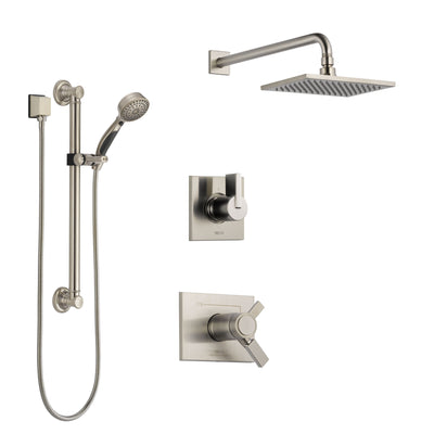 Delta Vero Dual Thermostatic Control Handle Stainless Steel Finish Shower System, Diverter, Showerhead, and Hand Shower with Grab Bar SS17T2531SS3