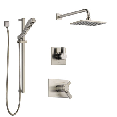 Delta Vero Dual Thermostatic Control Handle Stainless Steel Finish Shower System, Diverter, Showerhead, and Hand Shower with Slidebar SS17T2531SS4