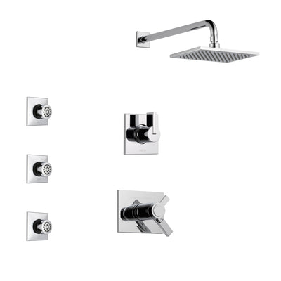 Delta Vero Chrome Finish Shower System with Dual Thermostatic Control Handle, 3-Setting Diverter, Showerhead, and 3 Body Sprays SS17T25321