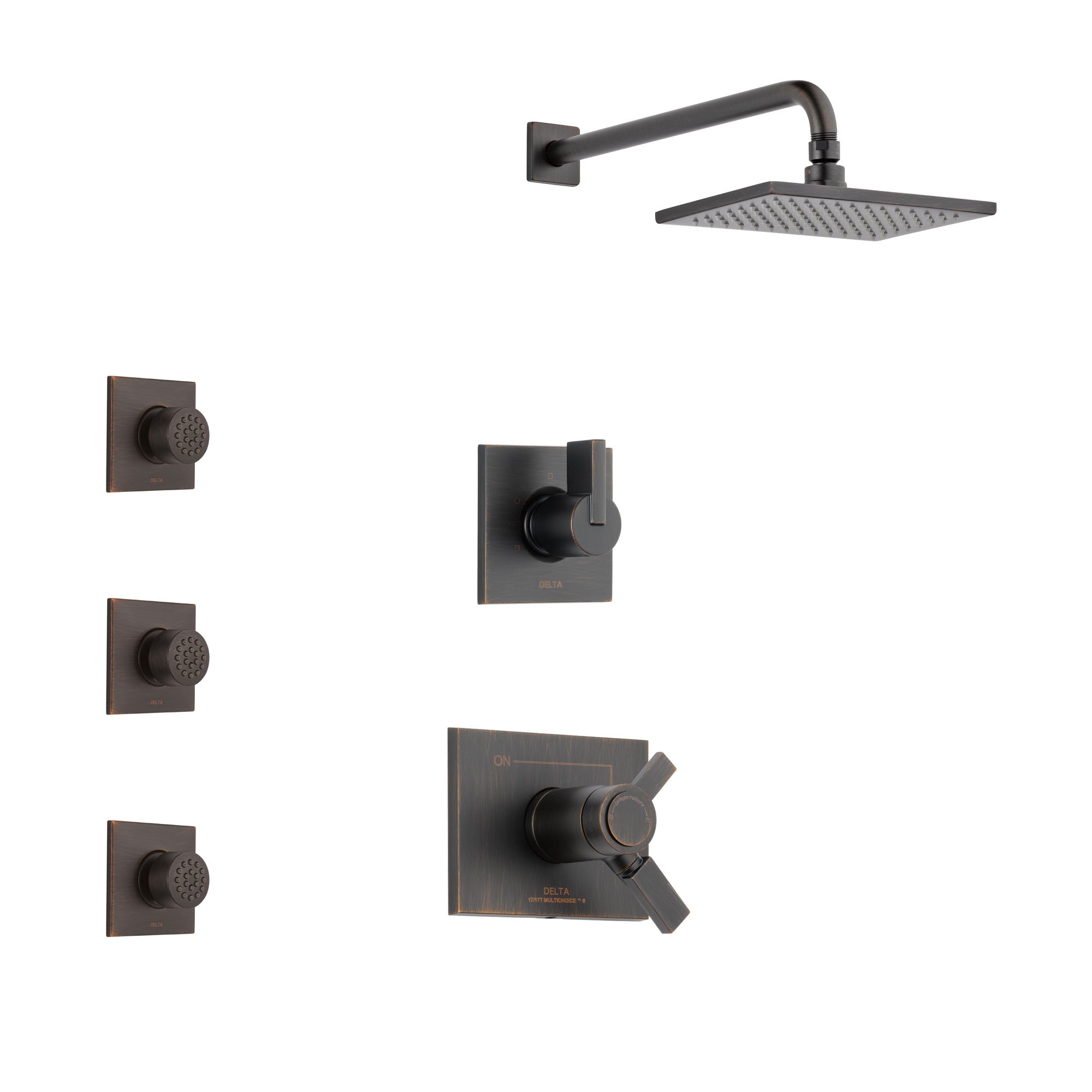 Delta Vero Venetian Bronze Finish Shower System with Dual Thermostatic Control Handle, 3-Setting Diverter, Showerhead, and 3 Body Sprays SS17T2532RB2