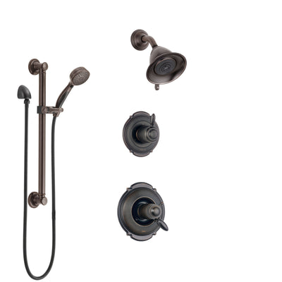 Delta Victorian Venetian Bronze Shower System with Dual Thermostatic Control Handle, Diverter, Showerhead, and Hand Shower with Grab Bar SS17T2551RB3