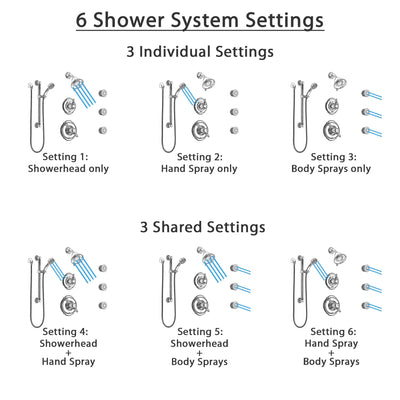 Delta Victorian Chrome Shower System with Dual Thermostatic Control, Diverter, Showerhead, 3 Body Sprays, and Hand Shower with Grab Bar SS17T25521