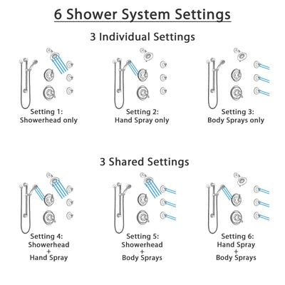 Delta Victorian Dual Thermostatic Control Stainless Steel Finish Shower System, Diverter, Showerhead, 3 Body Sprays, Grab Bar Hand Spray SS17T2552SS1