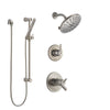 Delta Trinsic Dual Thermostatic Control Handle Stainless Steel Finish Shower System, Diverter, Showerhead, and Hand Shower with Slidebar SS17T2592SS5