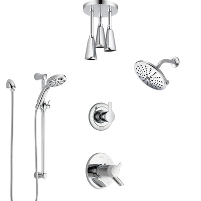 Delta Compel Chrome Dual Thermostatic Control Shower System, 6-Setting Diverter, Showerhead, Ceiling Mount Showerhead, & Temp2O Hand Shower SS17T26125