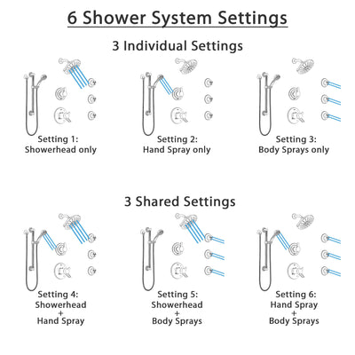 Delta Compel Dual Thermostatic Control Stainless Steel Finish Shower System, Diverter, Showerhead, 3 Body Sprays, and Grab Bar Hand Spray SS17T2612SS1