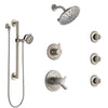 Delta Compel Dual Thermostatic Control Stainless Steel Finish Shower System, Diverter, Showerhead, 3 Body Sprays, and Grab Bar Hand Spray SS17T2612SS5