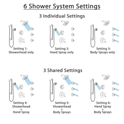 Delta Compel Dual Thermostatic Control Stainless Steel Finish Shower System, Diverter, Showerhead, 3 Body Sprays, and Grab Bar Hand Spray SS17T2612SS5