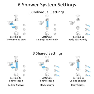 Delta Compel Dual Thermostatic Control Stainless Steel Finish Shower System, Diverter, Showerhead, Ceiling Showerhead, and 3 Body Sprays SS17T2612SS6