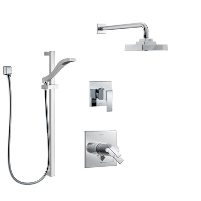 Delta Ara Chrome Finish Shower System with Dual Thermostatic Control Handle, 3-Setting Diverter, Showerhead, and Hand Shower with Slidebar SS17T26715