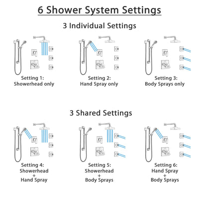 Delta Ara Dual Thermostatic Control Stainless Steel Finish Shower System, Diverter, Showerhead, 3 Body Sprays, and Grab Bar Hand Shower SS17T2671SS1