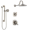 Delta Addison Dual Thermostatic Control Handle Stainless Steel Finish Shower System, Diverter, Showerhead, and Hand Shower with Grab Bar SS17T2921SS4