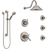 Delta Cassidy Dual Thermostatic Control Stainless Steel Finish Shower System, Diverter, Showerhead, 3 Body Sprays, Grab Bar Hand Spray SS17T2971SS1