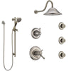 Delta Cassidy Dual Thermostatic Control Stainless Steel Finish Shower System, Diverter, Showerhead, 3 Body Sprays, and Hand Shower SS17T2971SS3