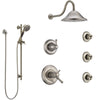 Delta Cassidy Dual Thermostatic Control Stainless Steel Finish Shower System, Diverter, Showerhead, 3 Body Sprays, and Hand Shower SS17T2971SS4