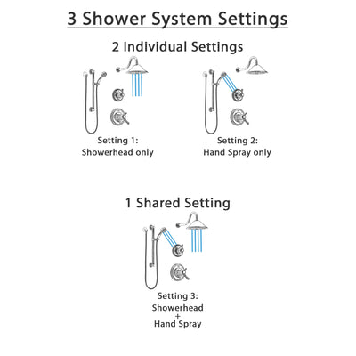 Delta Cassidy Chrome Finish Shower System with Dual Thermostatic Control Handle, Diverter, Showerhead, and Hand Shower with Grab Bar SS17T29723