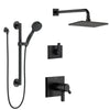 Delta Pivotal Matte Black Finish Thermostatic Dual Control Shower System with Wall Mount Rain Showerhead and Hand Shower with Grab Bar SS17T2993BL1