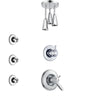 Delta Lahara Chrome Finish Shower System with Dual Thermostatic Control Handle, Diverter, Ceiling Mount Showerhead, and 3 Body Sprays SS17T3813