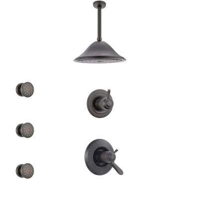 Delta Lahara Venetian Bronze Shower System with Dual Thermostatic Control Handle, Diverter, Ceiling Mount Showerhead, and 3 Body Sprays SS17T381RB1