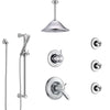 Delta Lahara Chrome Shower System with Dual Thermostatic Control, Diverter, Ceiling Mount Showerhead, 3 Body Sprays, and Hand Shower SS17T3824