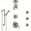 Delta Lahara Dual Thermostatic Control Stainless Steel Finish Shower System with Ceiling Showerhead, 3 Body Jets, Grab Bar Hand Spray SS17T382SS5