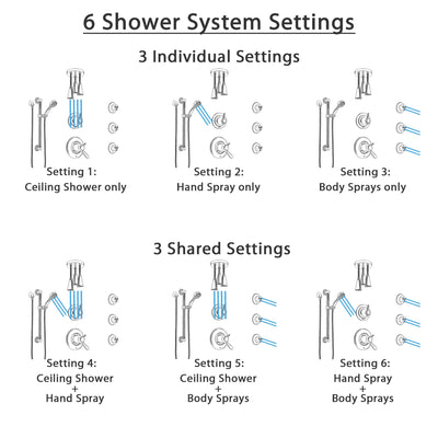 Delta Lahara Dual Thermostatic Control Stainless Steel Finish Shower System with Ceiling Showerhead, 3 Body Jets, Grab Bar Hand Spray SS17T382SS5