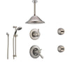 Delta Lahara Stainless Steel Shower System with Thermostatic Shower Handle, 6-setting Diverter, Large Ceiling Mount Rain Showerhead, Handheld Shower, and 2 Body Sprays SS17T3894SS