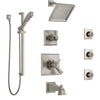 Delta Dryden Stainless Steel Finish Dual Thermostatic Control Tub and Shower System, Diverter, Showerhead, 3 Body Sprays, and Hand Shower SS17T4512SS6